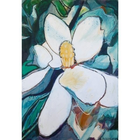 Vertical Magnolia with Teal Grey