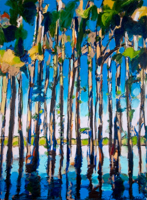 Cypress Reflections (36x48”) Giclee on canvas with gold floating frame