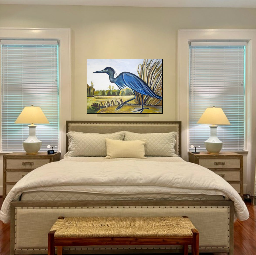 30% off (36x48”) Little Blue Heron signed giclee on canvas