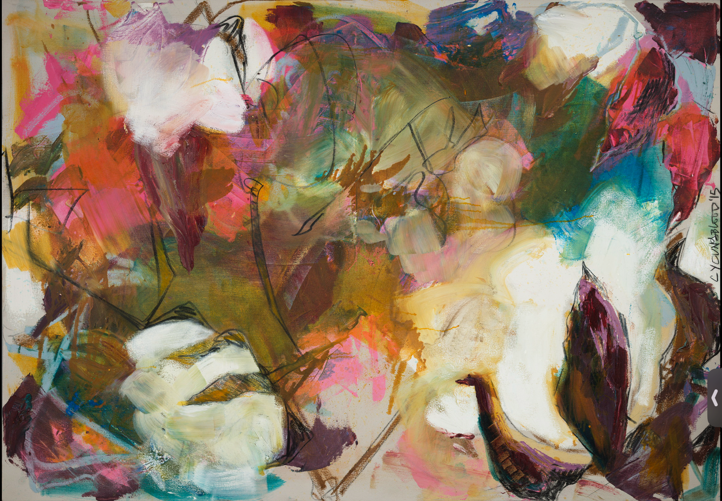 September Indian Cotton (36x48”) Giclee on Canvas with Gold Floating Frame