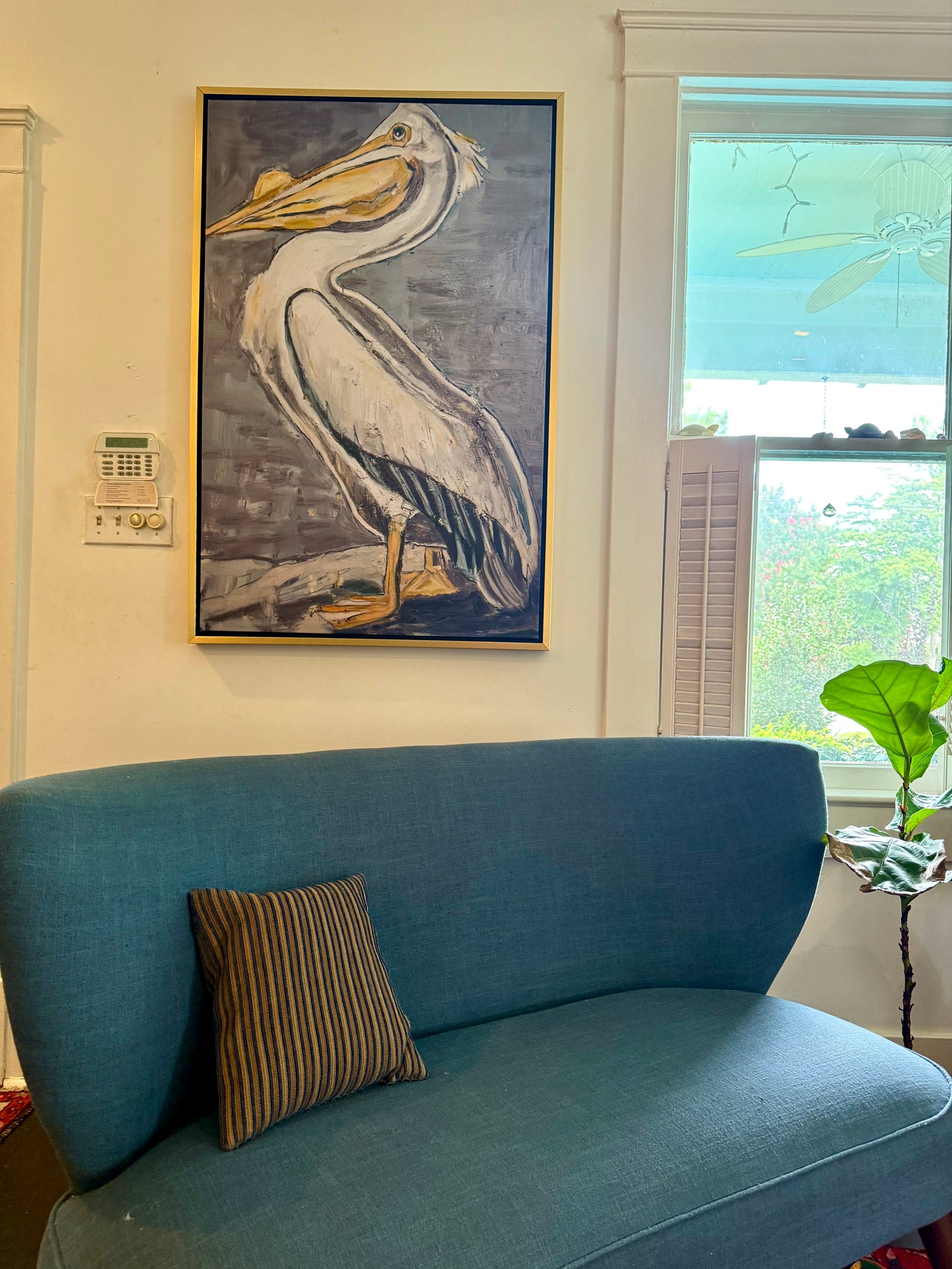 White Pelican (48x31”) Giclee on Canvas with Gold Floating Frame