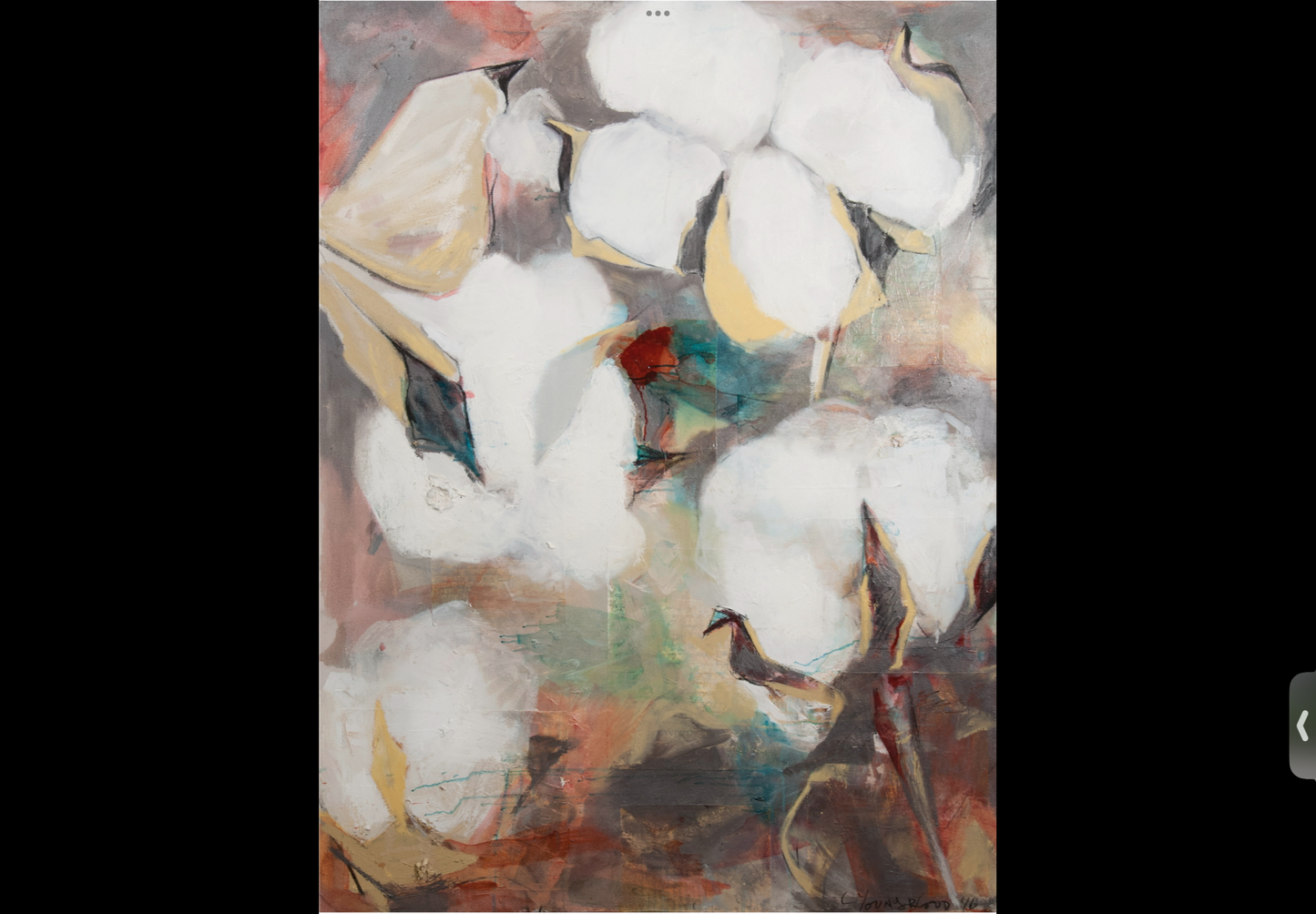 Bold Louisiana Cotton (36x48”)with 3” Pewter Floating Frame