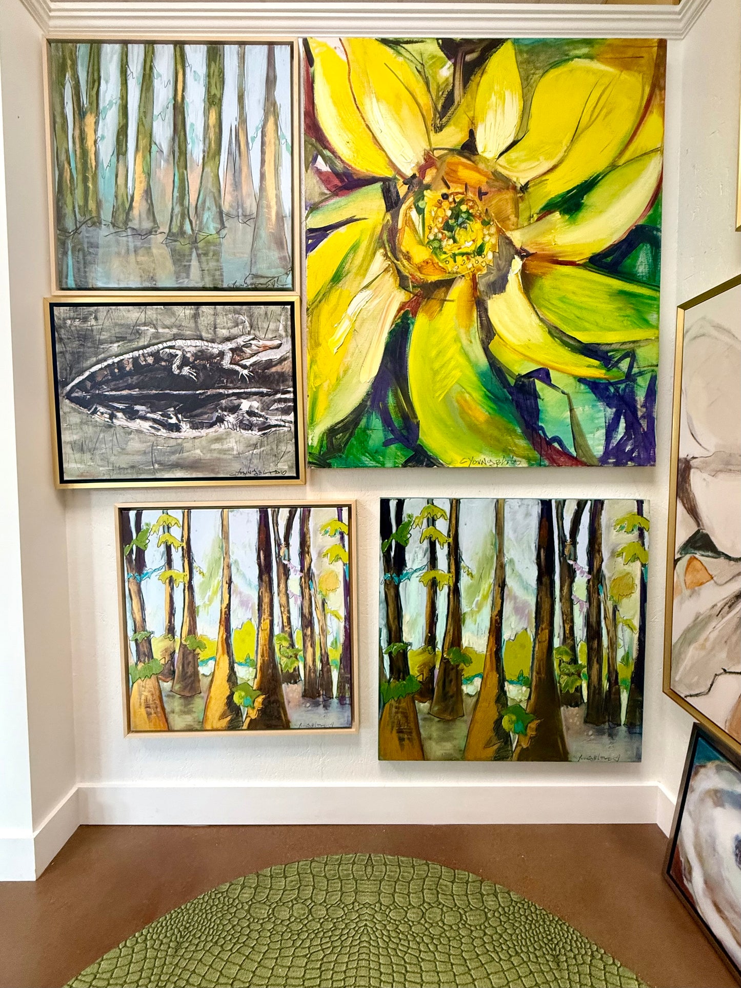 Bayou Cypress (30x30”) Giclee on canvas with gold floating frame