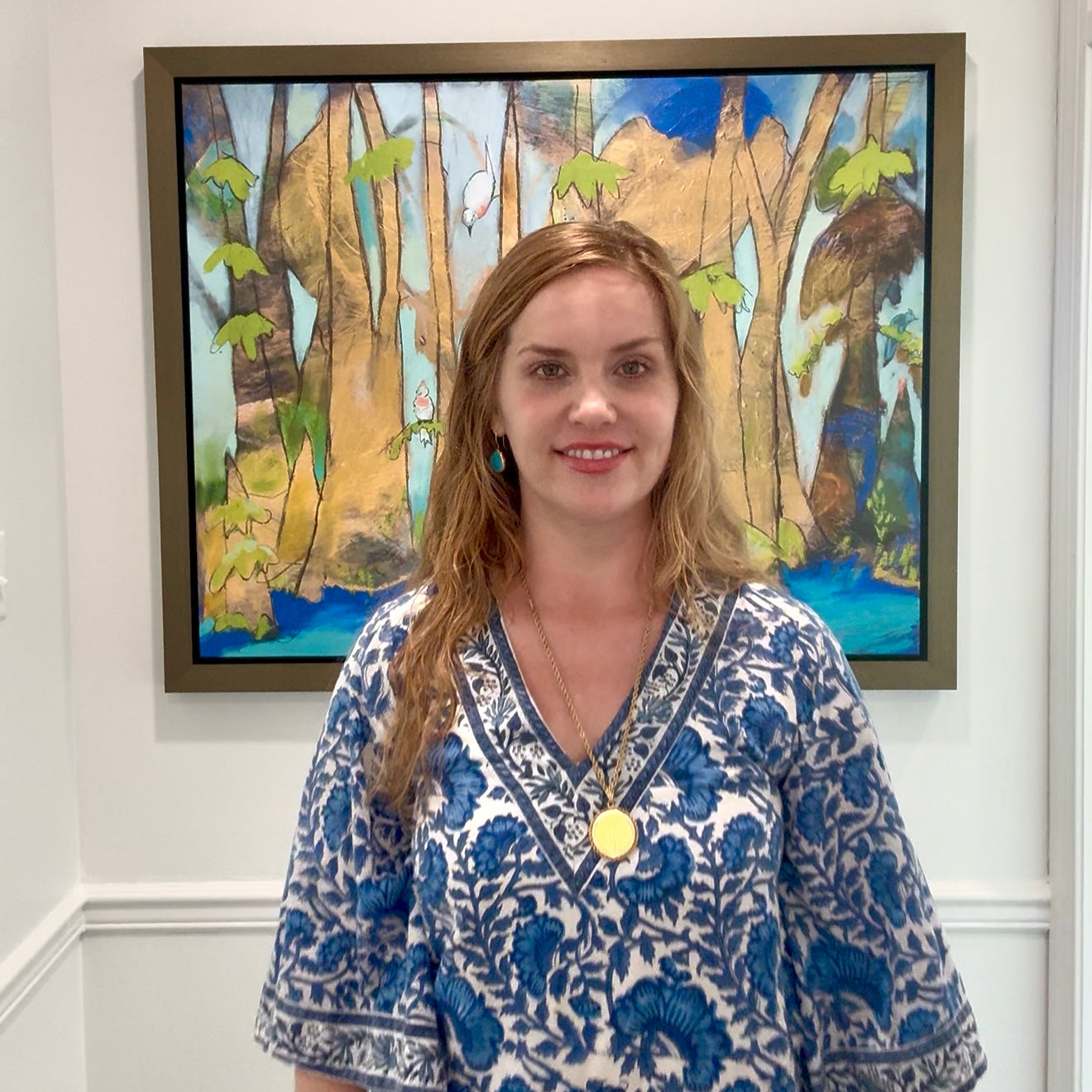 "Golden Bayou with Birds" (42x33”) giclee on canvas with Truffle Floating Frame