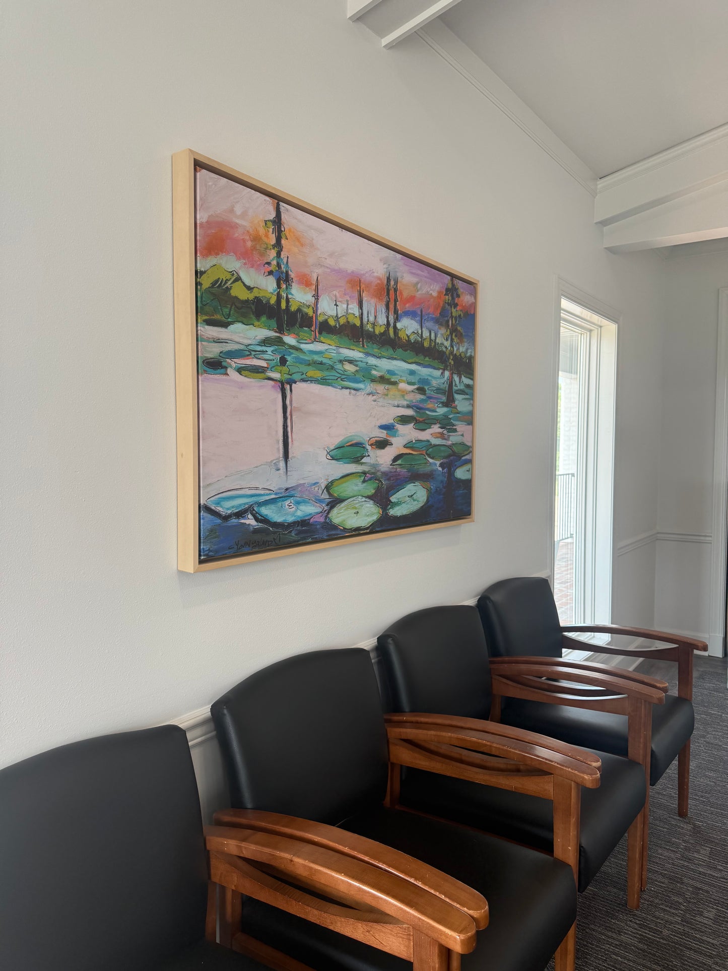 Bayou Sunset (48 x 31") giclee on canvas with Natural Wood Floating Frame