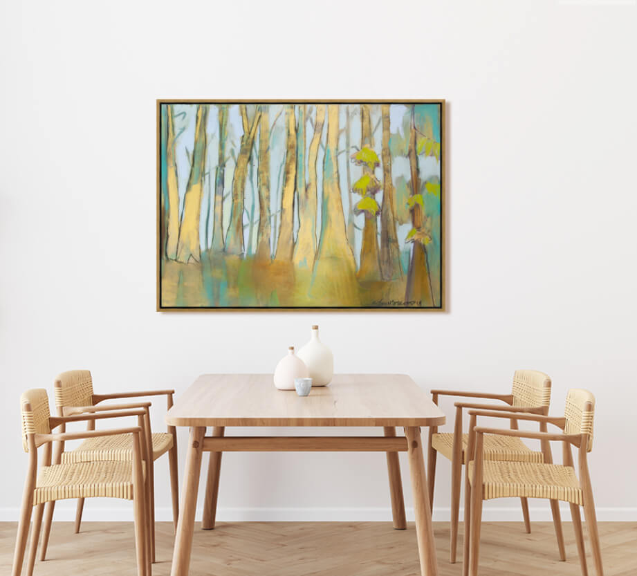 Golden Bayou with Cypress Trees (36 x 48") giclee on canvas with Gold Floating Frame
