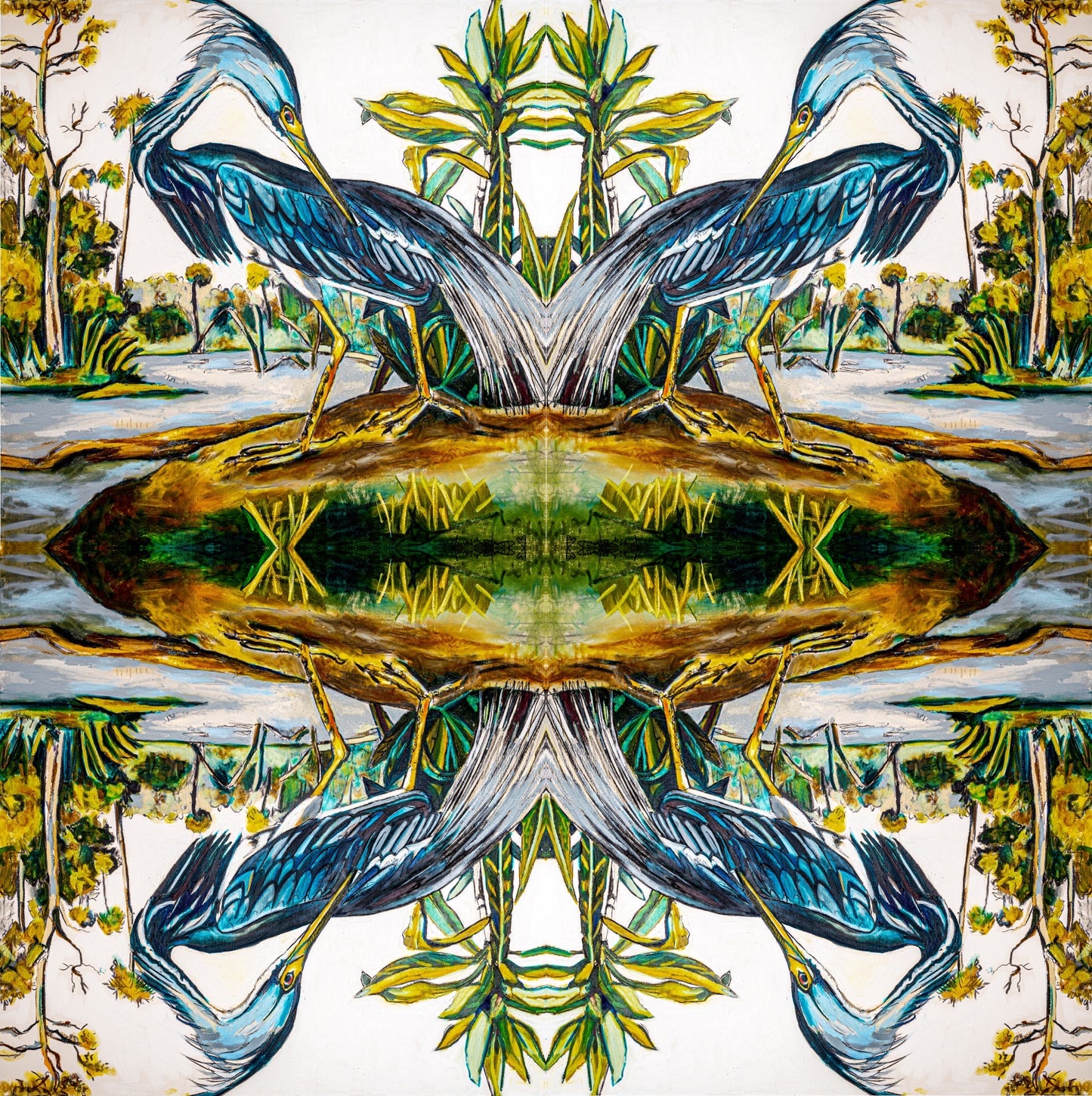 Blue Heron Printed Cotton Fabric