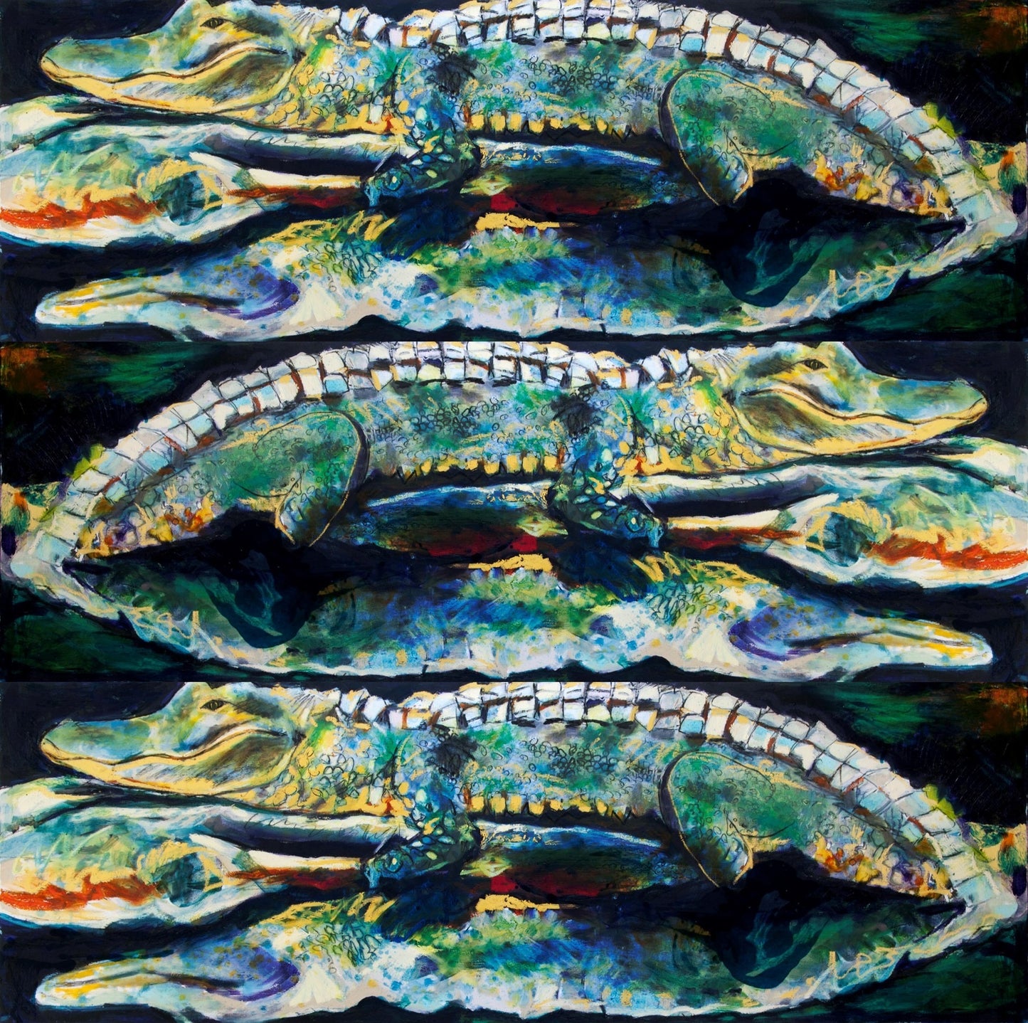 Gator Reflection Printed Cotton Fabric