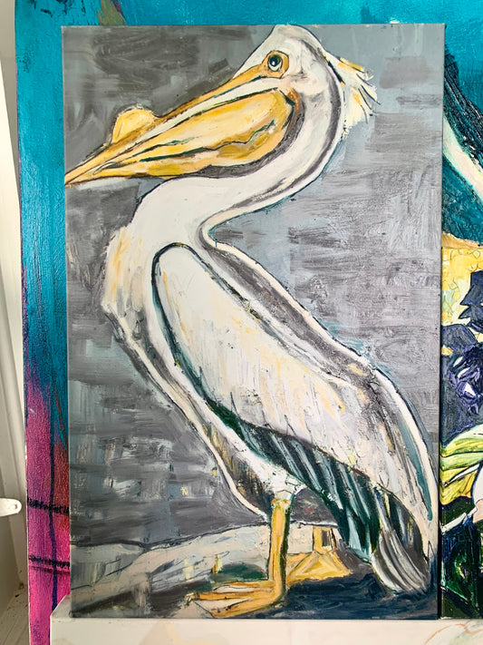 White Pelican Giclee on Canvas