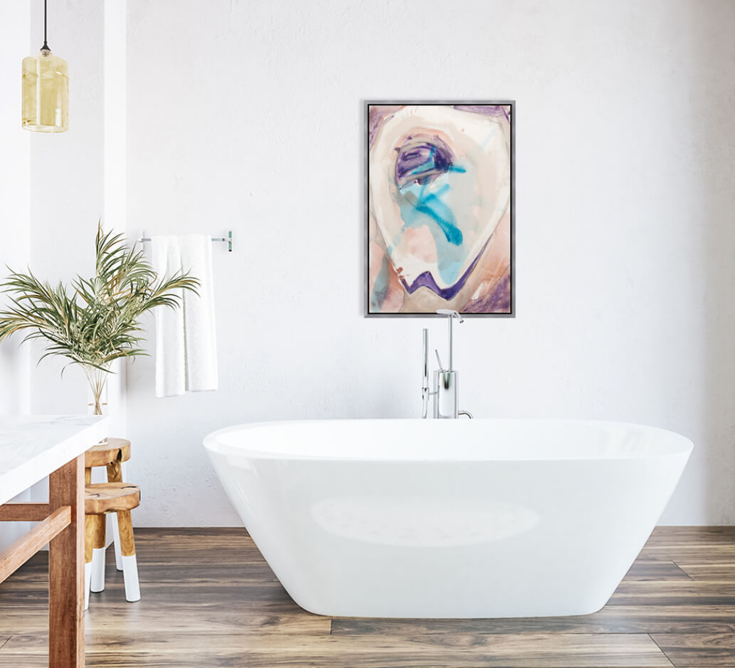 Oyster with Splash || (25 x 36" ) giclee on canvas with Silver Floating Frame