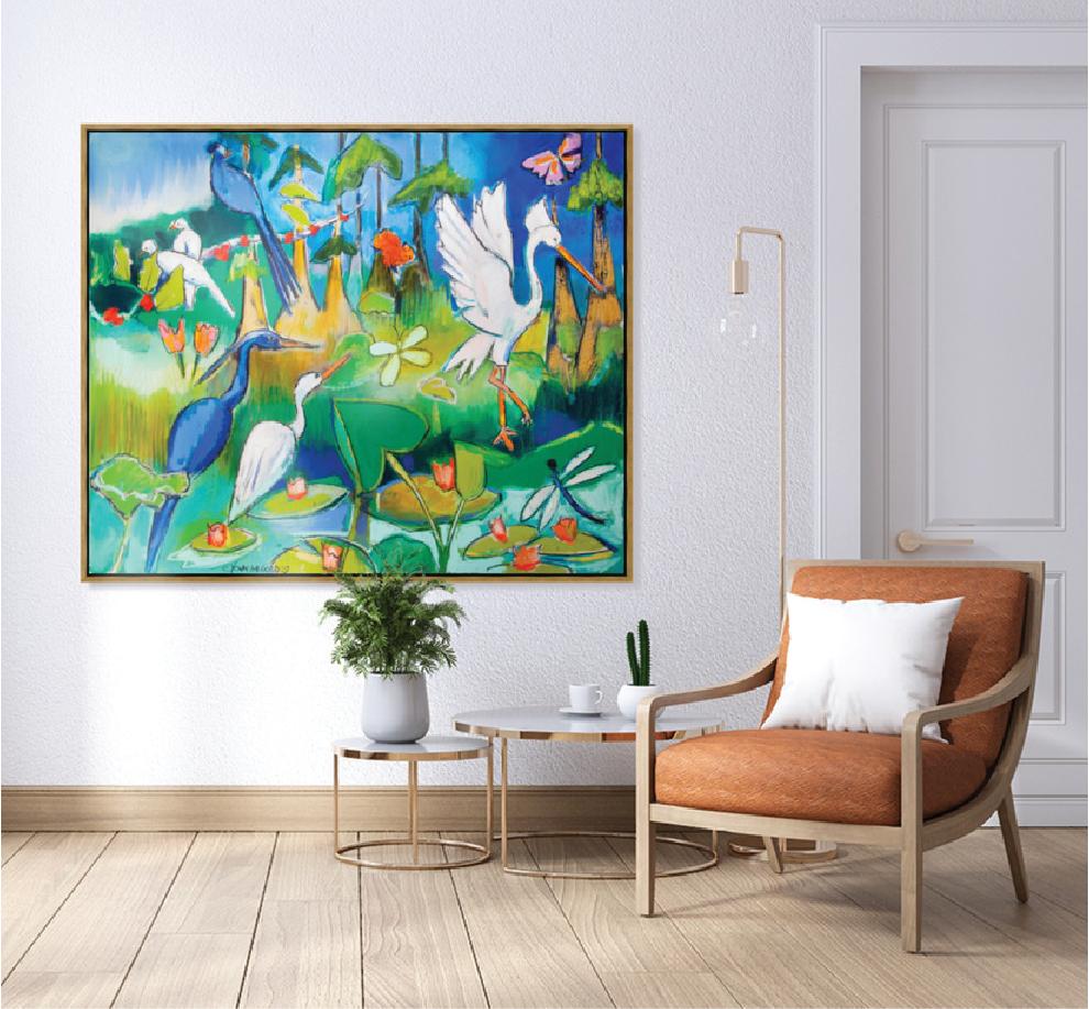 Queen of Bayou Oasis (47x55”) with gold floating frame