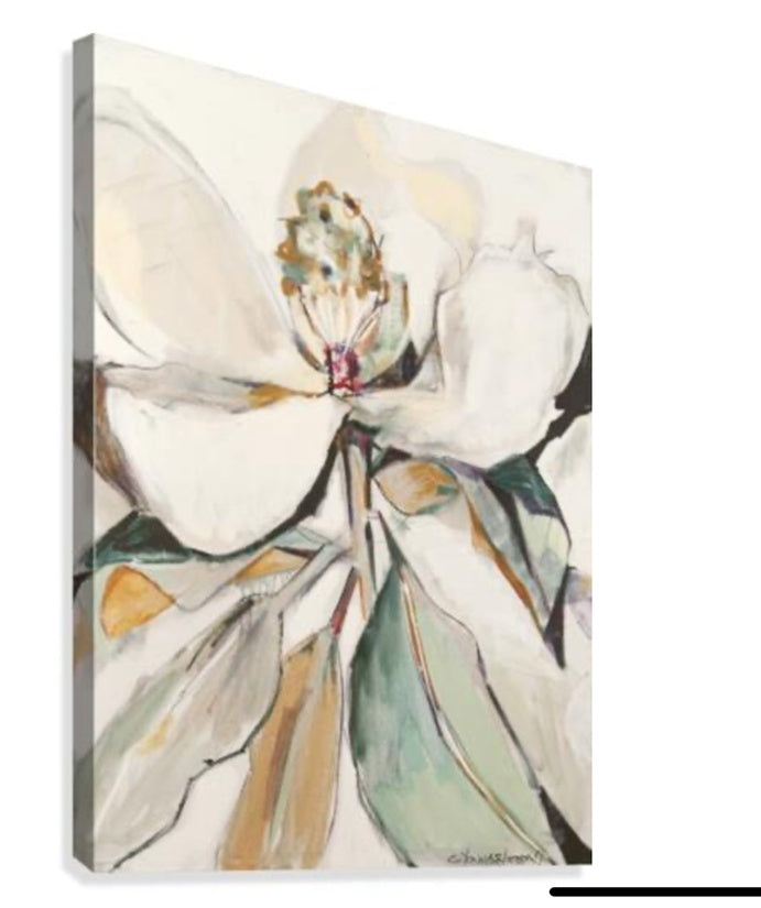 "Soft Neutral Magnolia" Solid Gold Floating Frame (36x48")