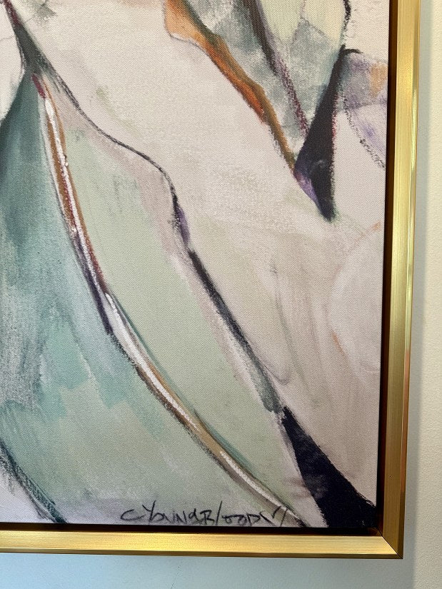 "Soft Neutral Magnolia" Solid Gold Floating Frame (36x48")