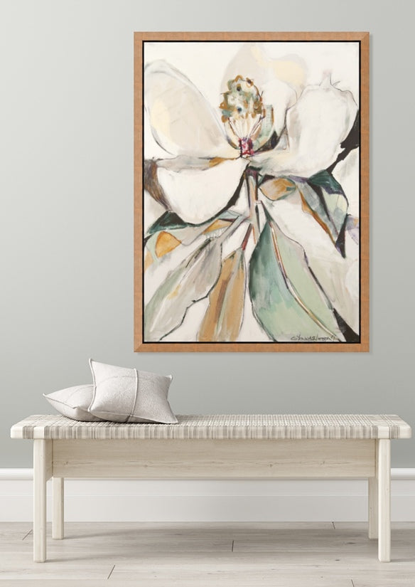 "Soft Neutral Magnolia" Solid Gold Floating Frame (36x48")