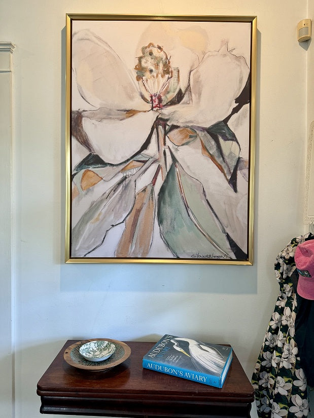 "Soft Neutral Magnolia" Solid Gold Floating Frame (36x48")