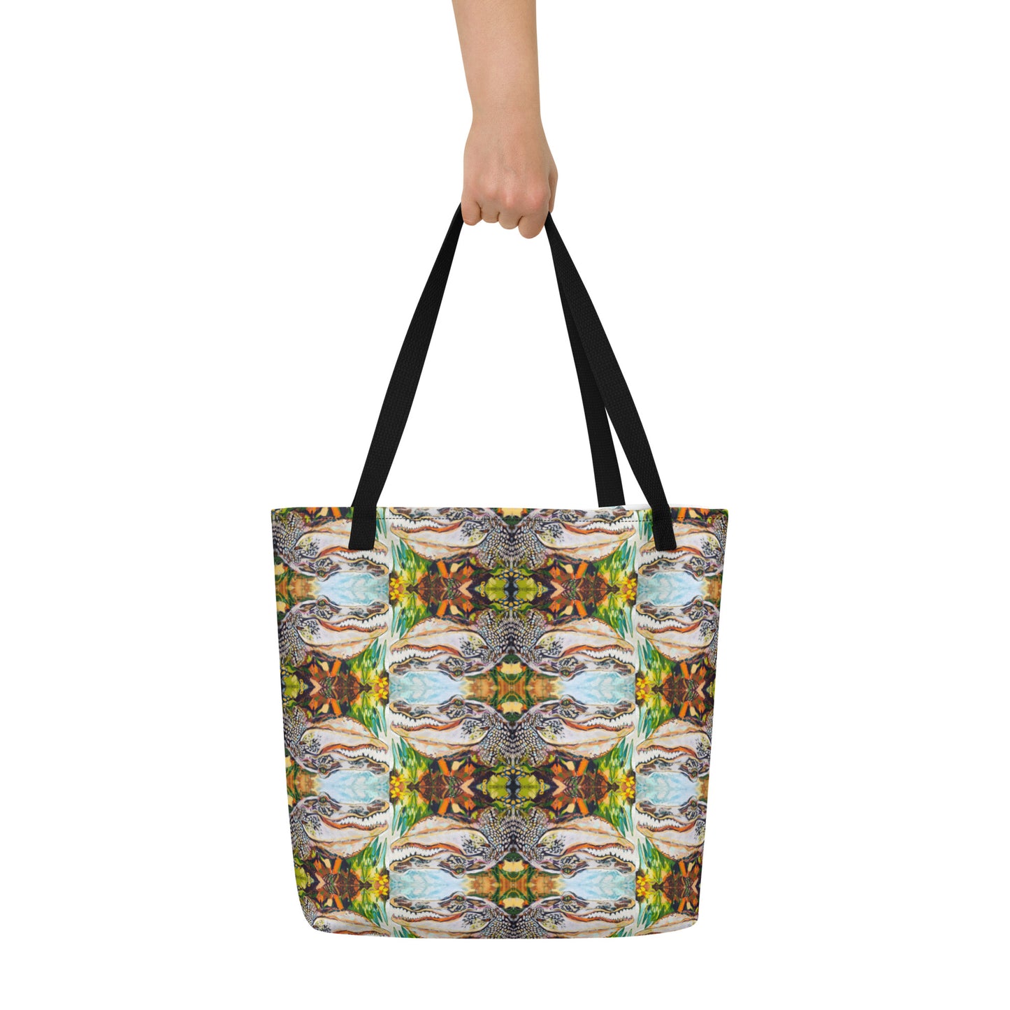 Groovy Gator All-Over Print Large Tote Bag
