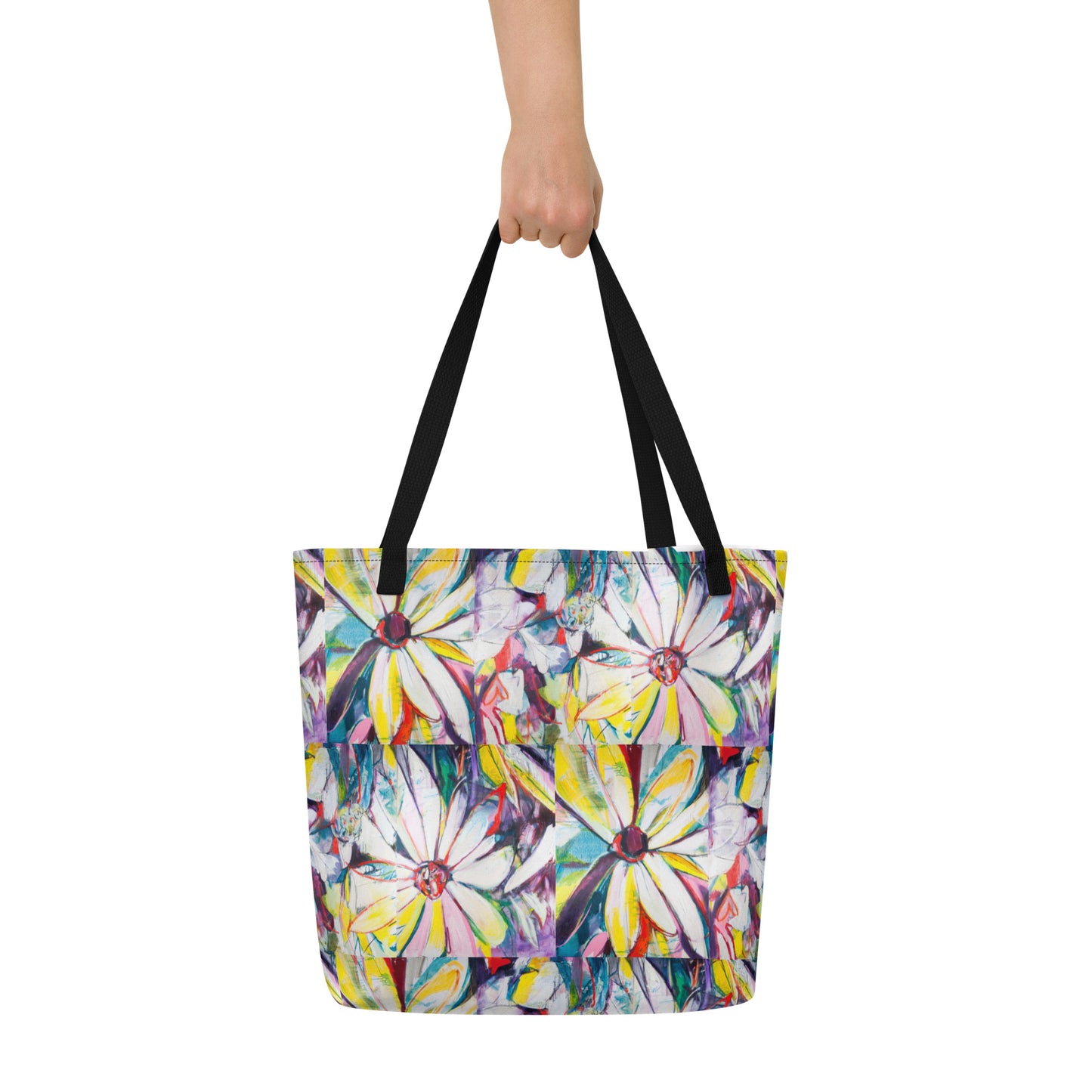 Zinnias All-Over Print Large Tote Bag