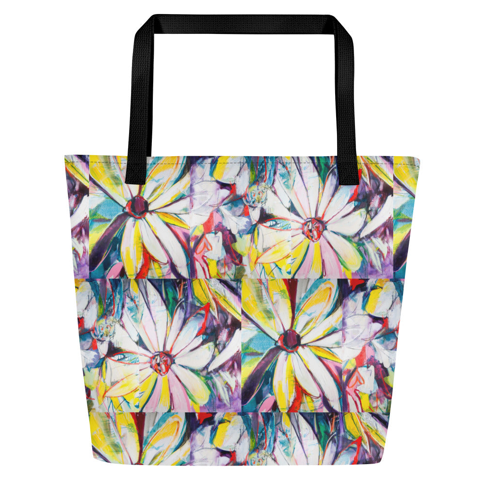 Zinnias All-Over Print Large Tote Bag