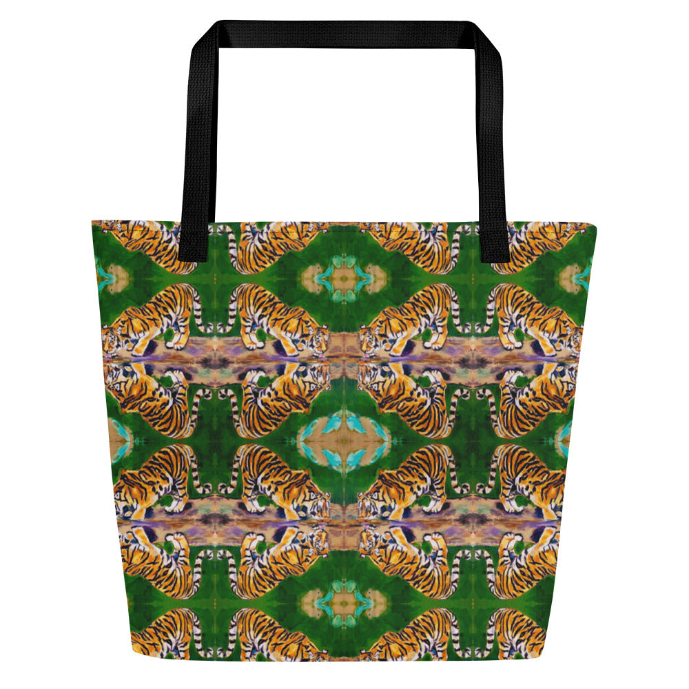 Tiger Reflections All-Over Print Large Tote Bag