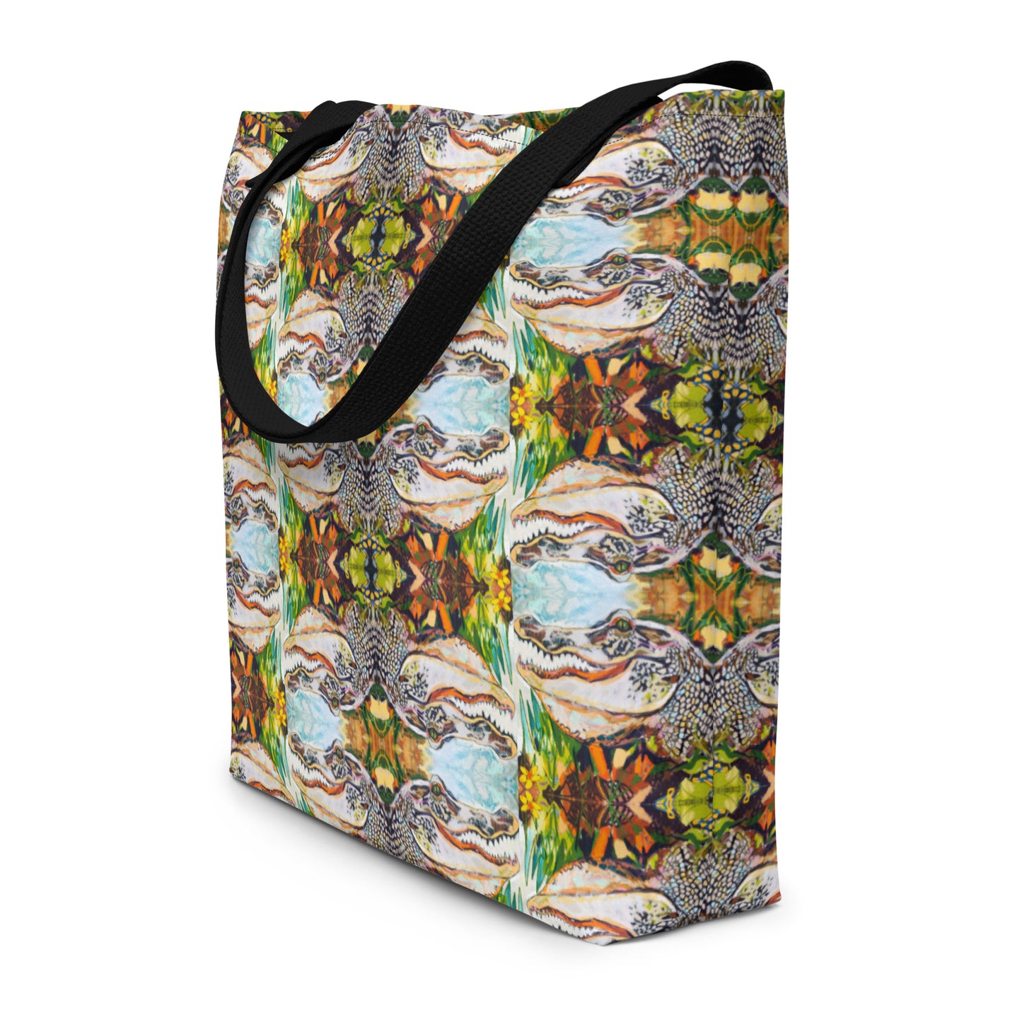 Groovy Gator All-Over Print Large Tote Bag