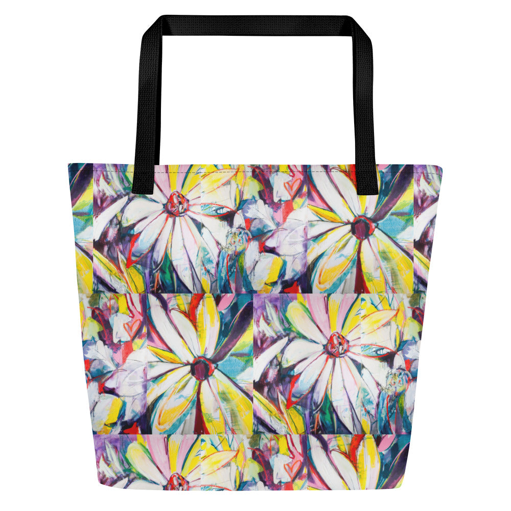 Zinnias All-Over Print Large Tote Bag