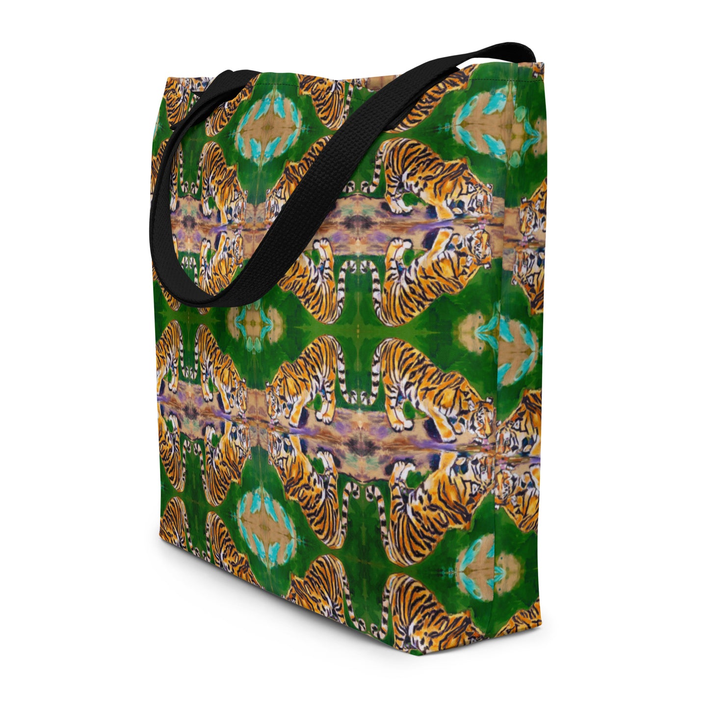 Tiger Reflections All-Over Print Large Tote Bag