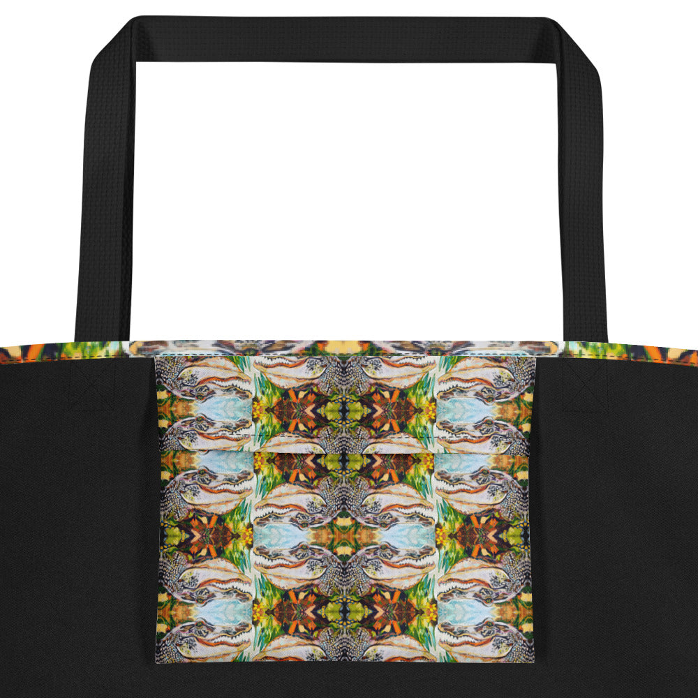 Groovy Gator All-Over Print Large Tote Bag