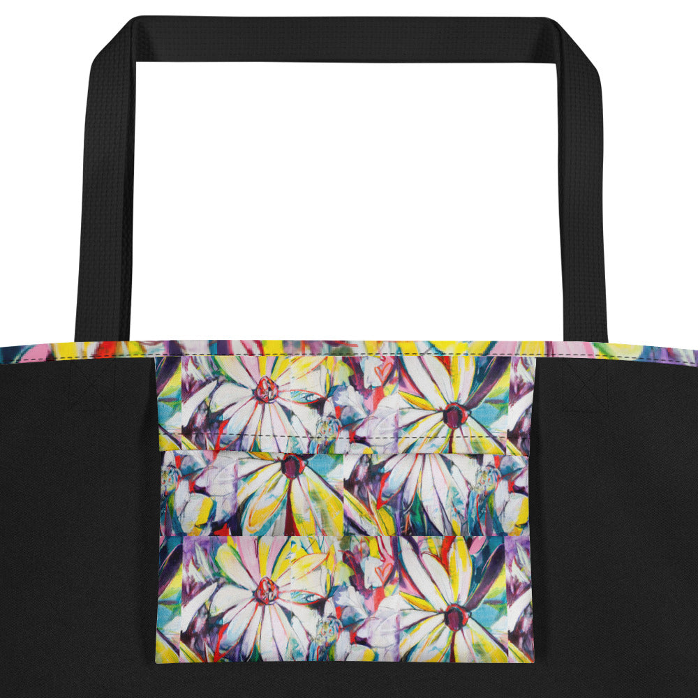 Zinnias All-Over Print Large Tote Bag
