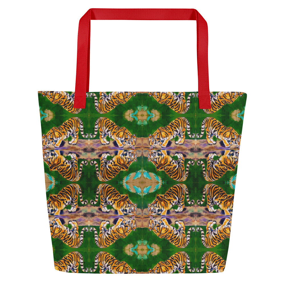 Tiger Reflections All-Over Print Large Tote Bag