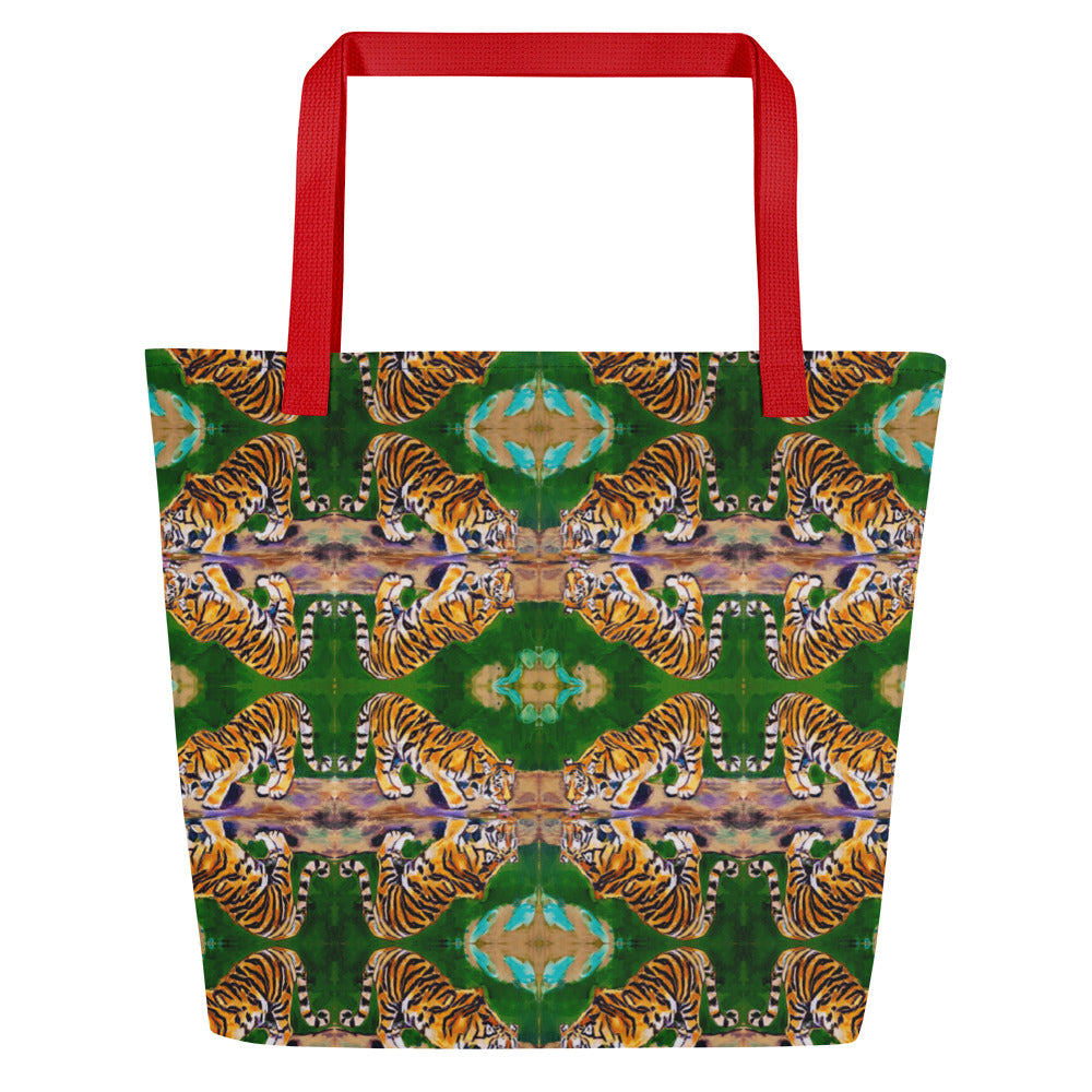 Tiger Reflections All-Over Print Large Tote Bag