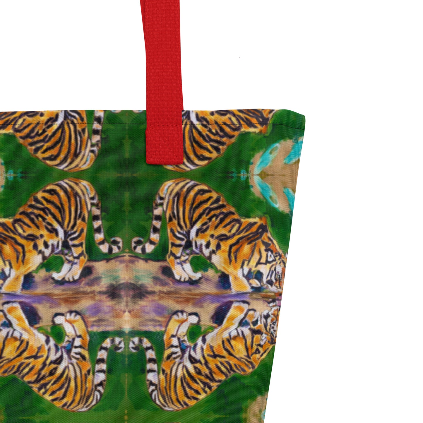 Tiger Reflections All-Over Print Large Tote Bag