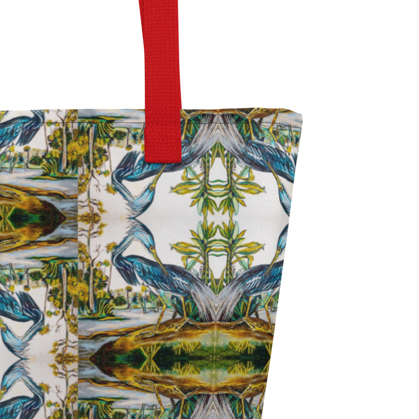 Blue Heron Reflections All-Over Print Large Tote Bag