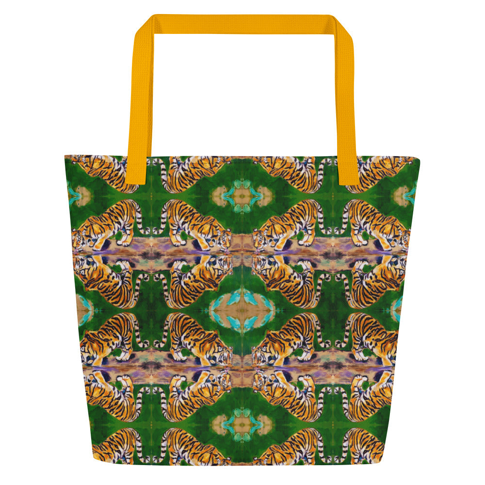 Tiger Reflections All-Over Print Large Tote Bag