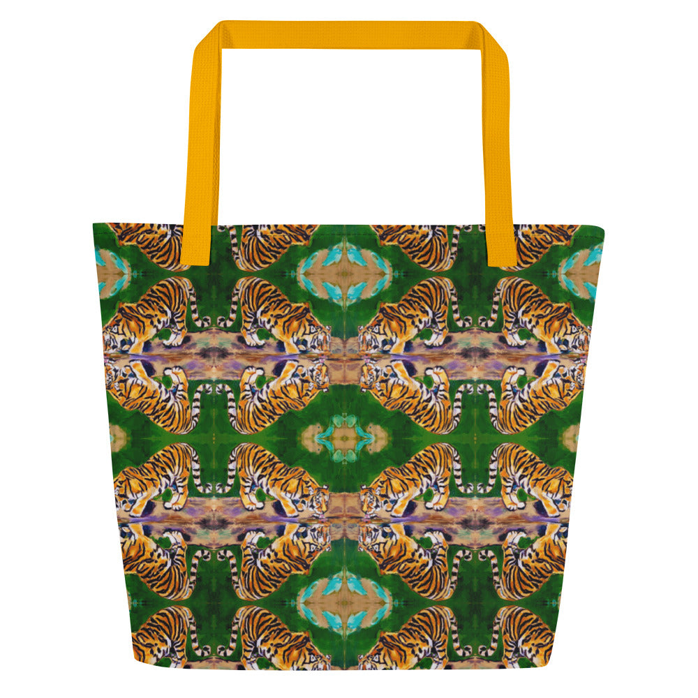 Tiger Reflections All-Over Print Large Tote Bag