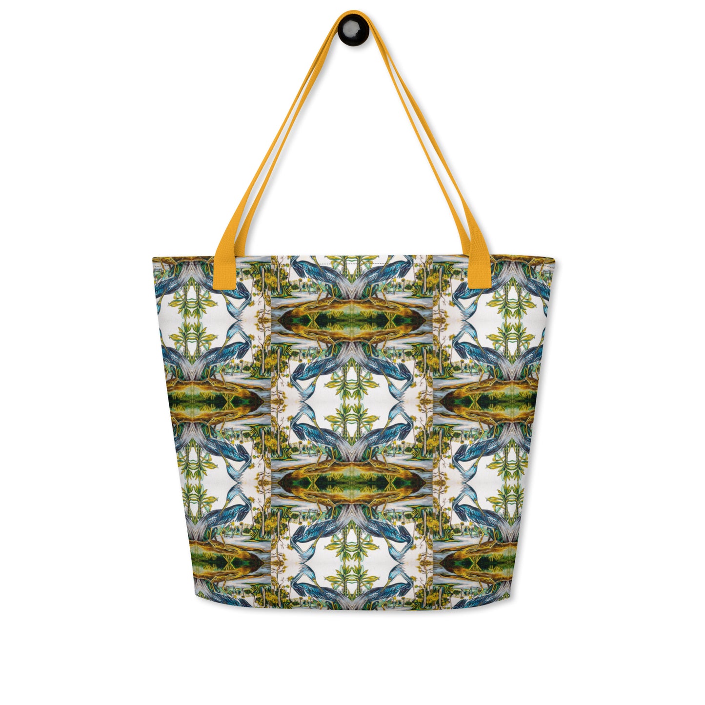 Blue Heron Reflections All-Over Print Large Tote Bag