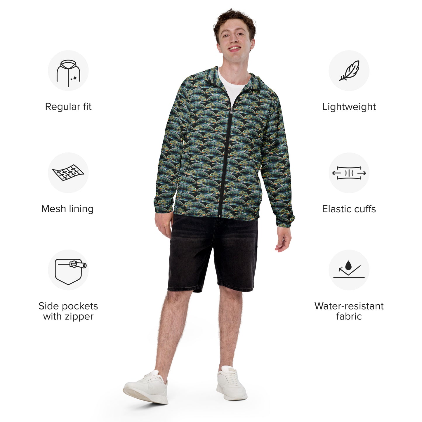 Psychedelic Gator Reflection windbreaker