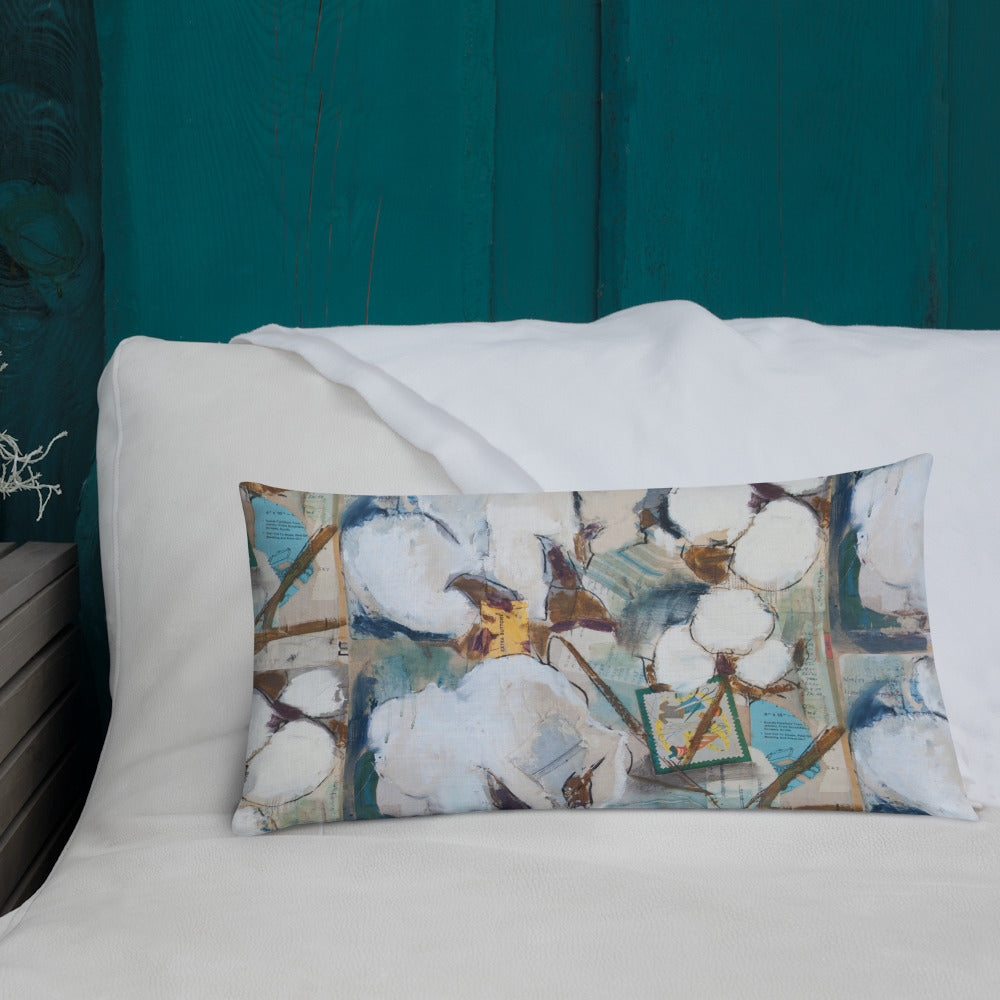 Vintage Cotton Collage Premium Pillow