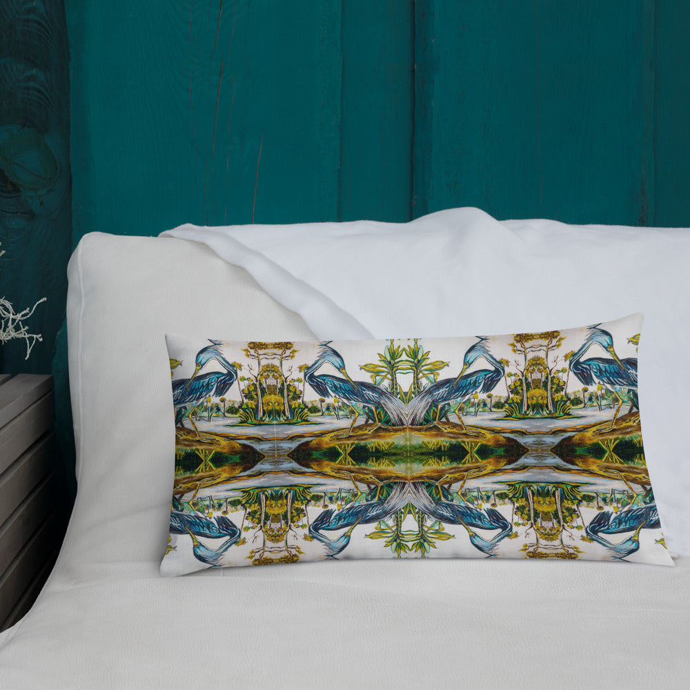 Blue Heron Pattern Premium Pillow