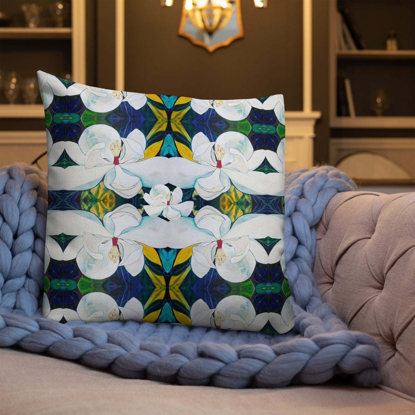 Bray Magnolia Pattern Premium Pillow