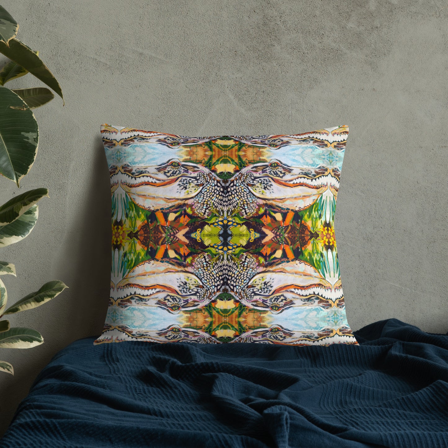 Groovy Gator Pattern Premium Pillow