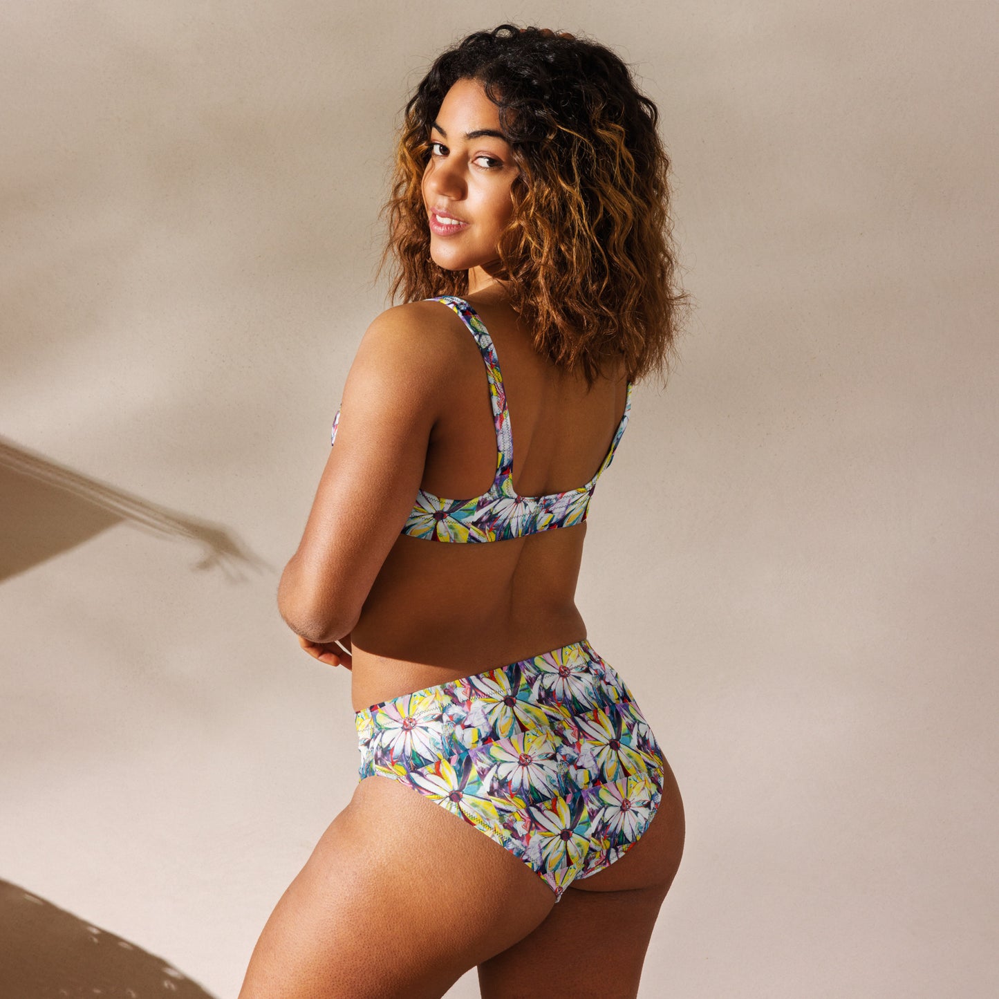 Zinnias Recycled high-waisted bikini