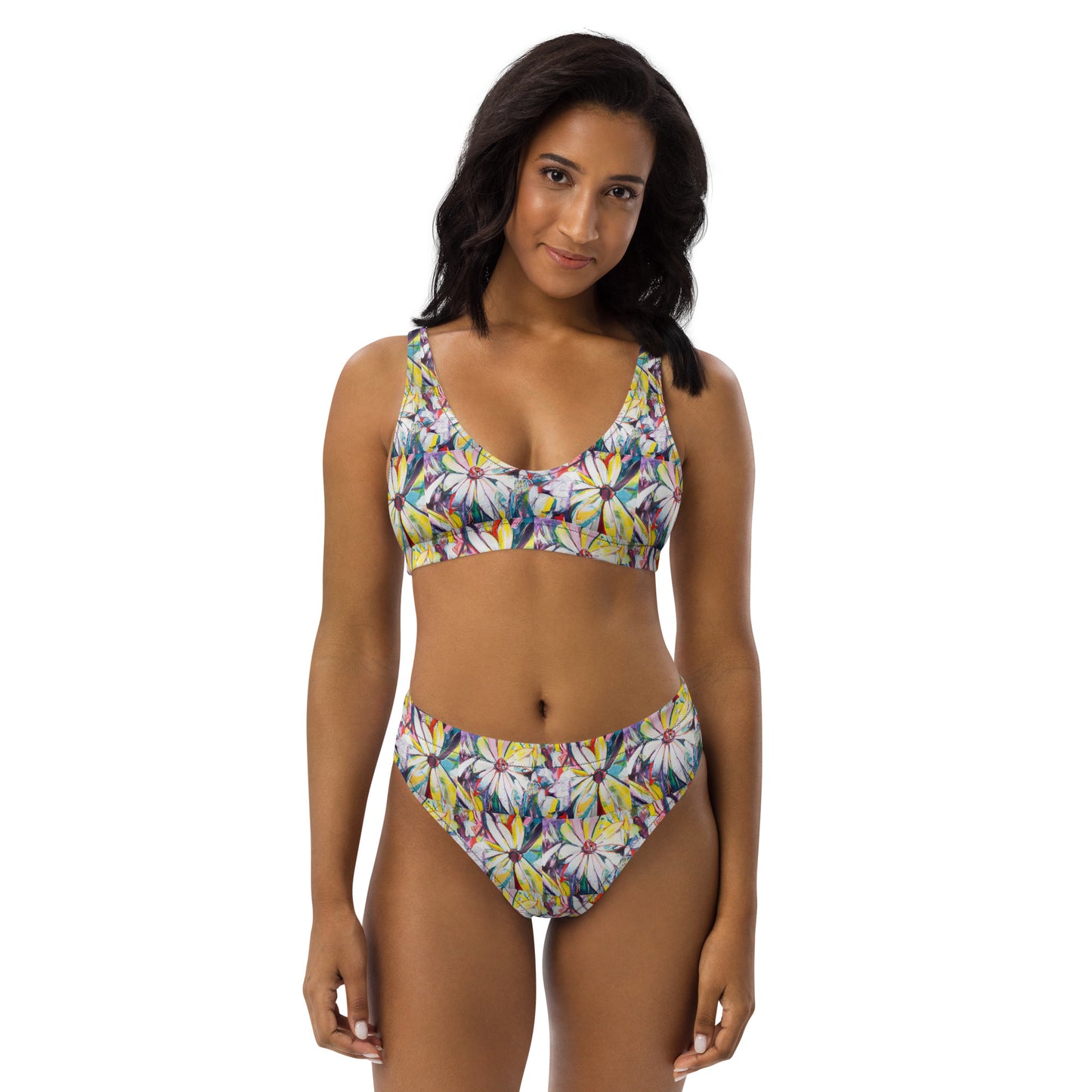 Zinnias Recycled high-waisted bikini
