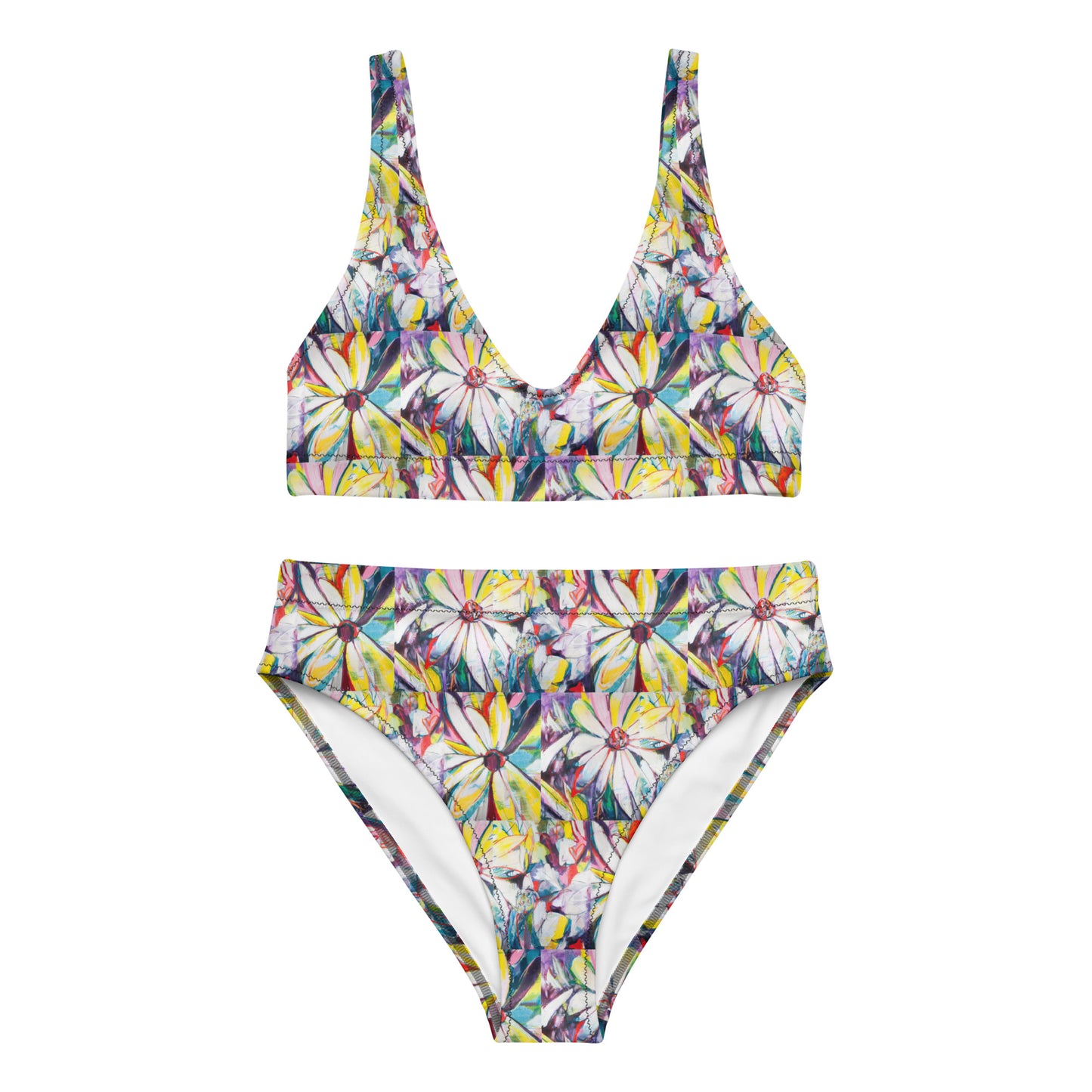 Zinnias Recycled high-waisted bikini