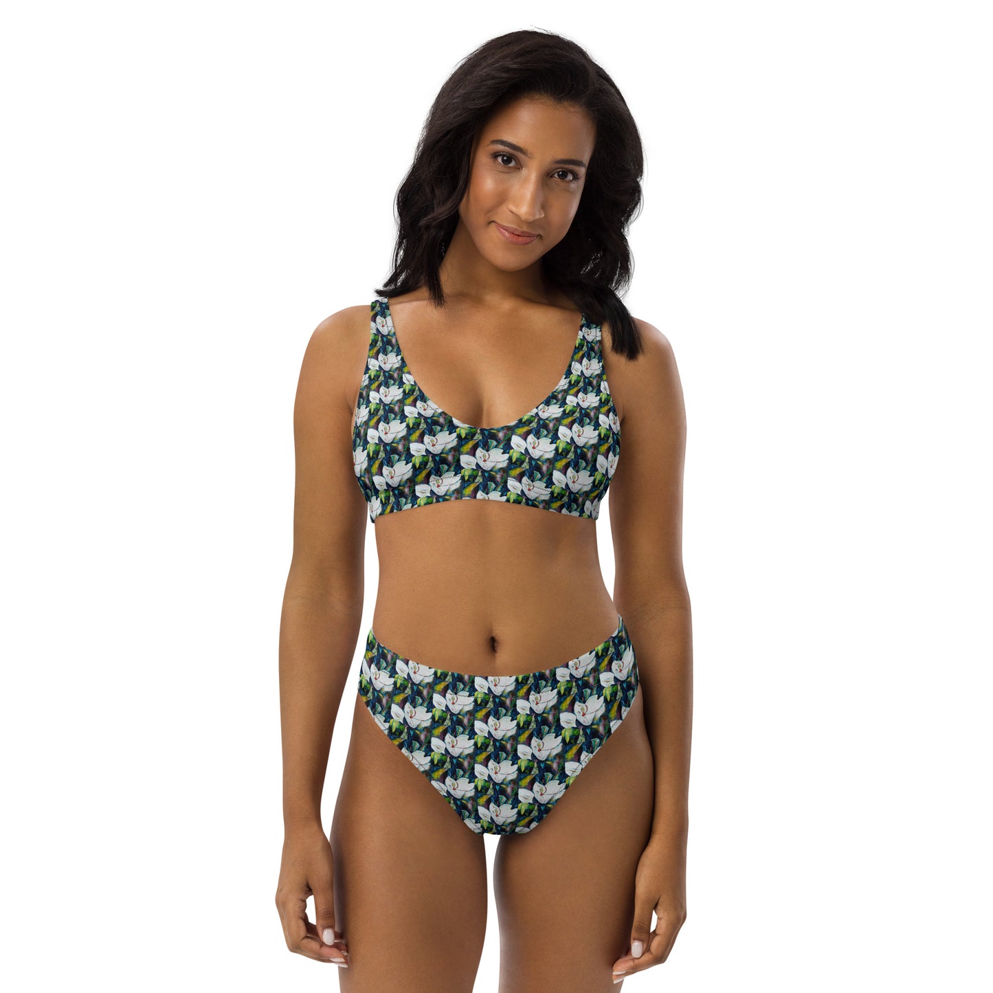 Magnolia and the Painted Bunting Recycled high-waisted bikini