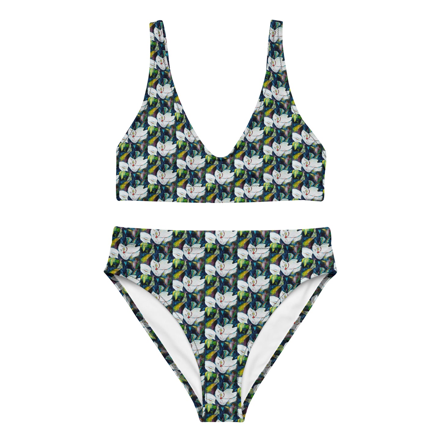 Magnolia and the Painted Bunting Recycled high-waisted bikini