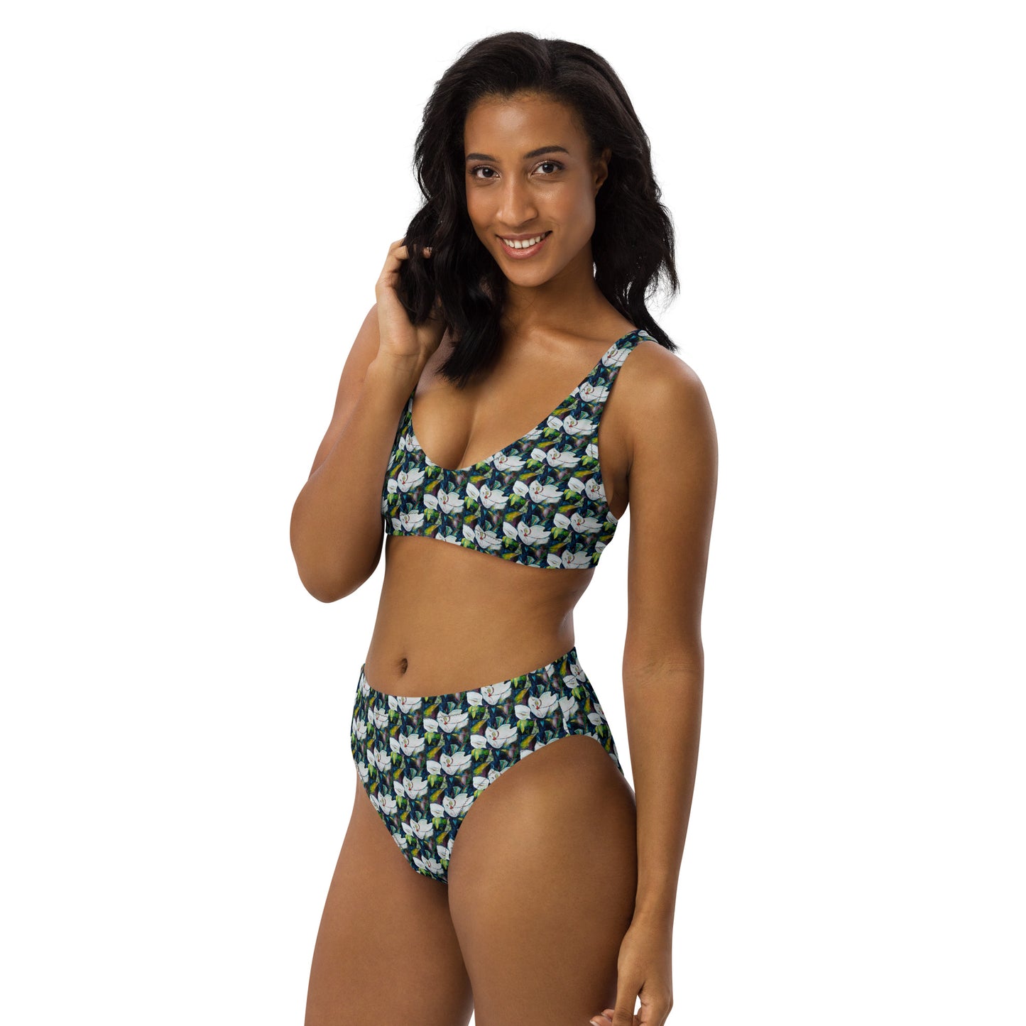 Magnolia and the Painted Bunting Recycled high-waisted bikini