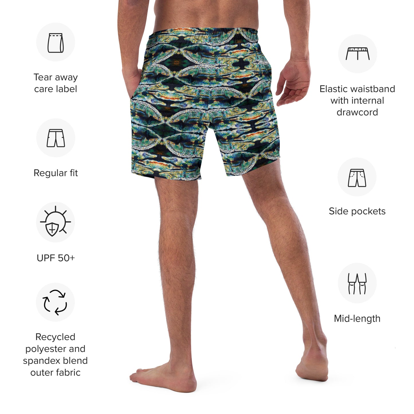 Psychedelic Gator Men's swim trunks