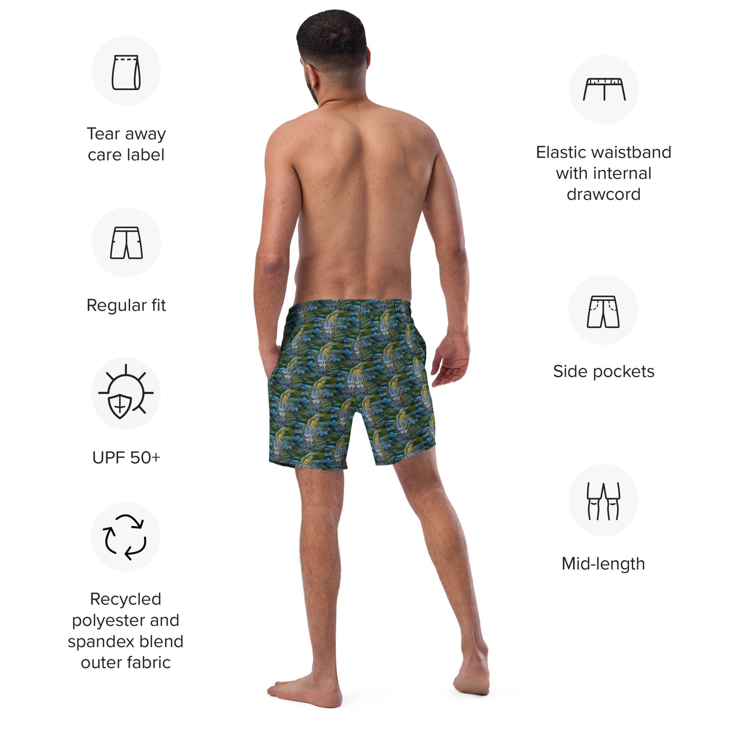Alligator Under Water Men's swim trunks