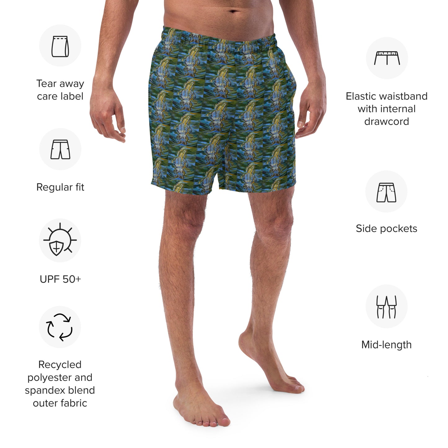 Alligator Under Water Men's swim trunks