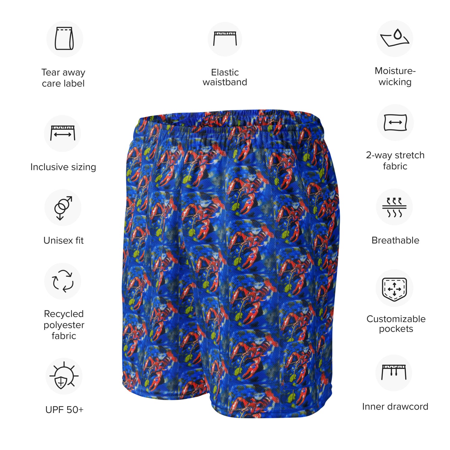 Crawfish in Habitat Unisex mesh shorts